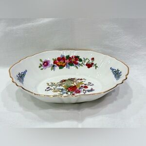 Vtg Paragon Bone China Tree of Kashmir Oval Candy Trinket Dish 6” Gold Trim